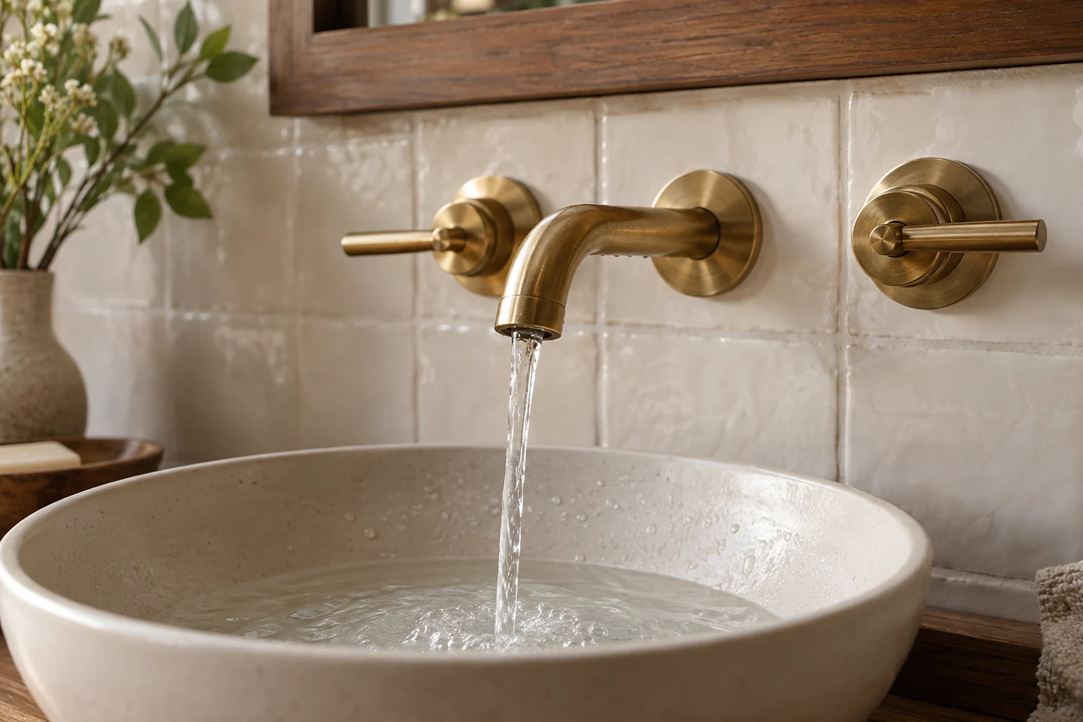 Close-up of a beautifully detailed bathroom faucet and basin. Illustrative design imagery.