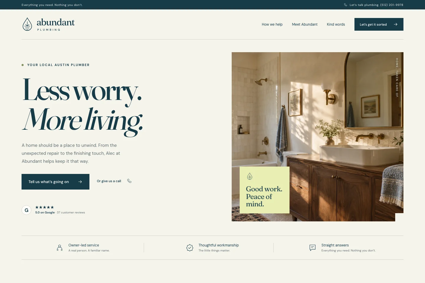 Abundant Plumbing website design