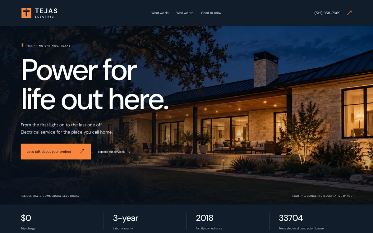 Tejas Electric website design